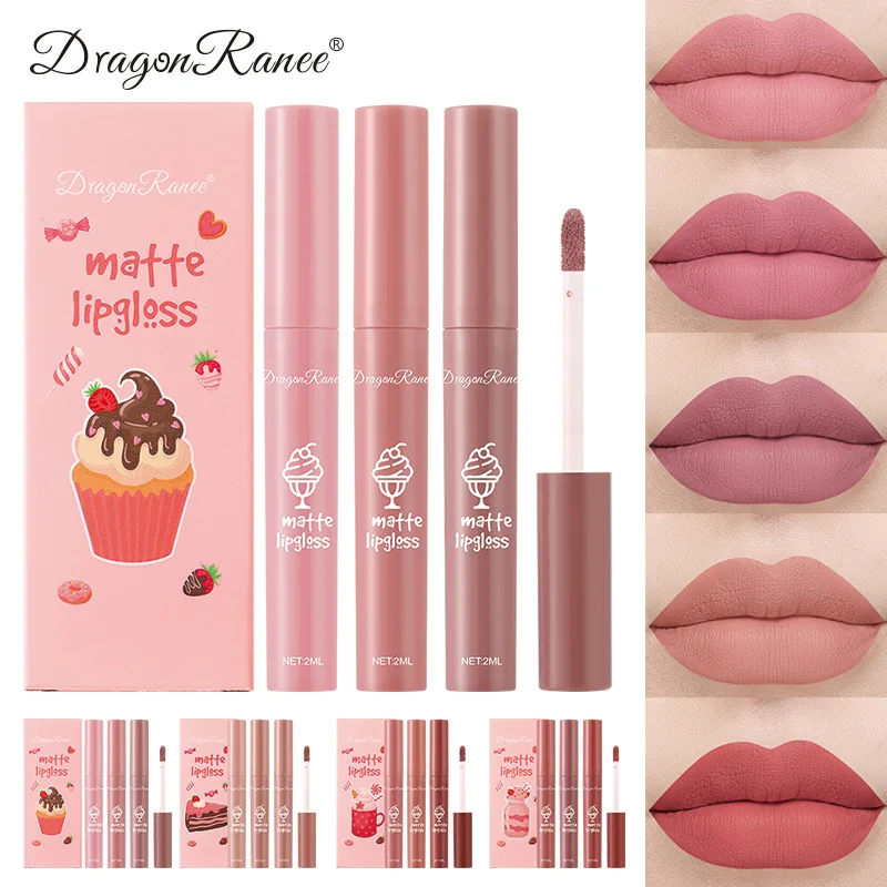 Matte Velvet Lip Tint Long Lasting - 3PCS/Set Velvet Matte Nude Liquid Lipstic