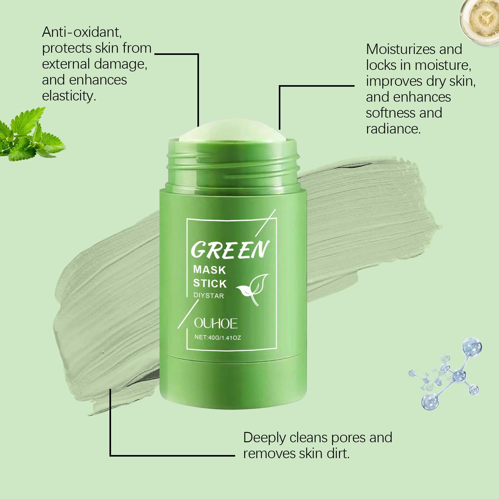 Green Tea Mask Stick for Face  - Green Tea Cleansing Clay Mask recension och pris