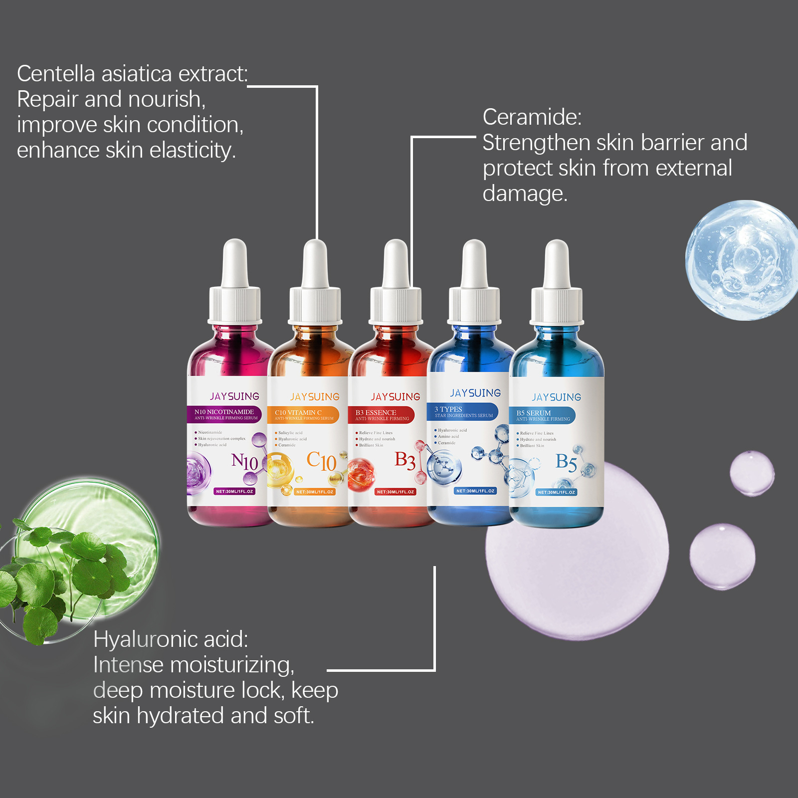 Face Serum Skin Care Sets 5PCS - Niacinamide Pore Shrinking Essence recension och pris