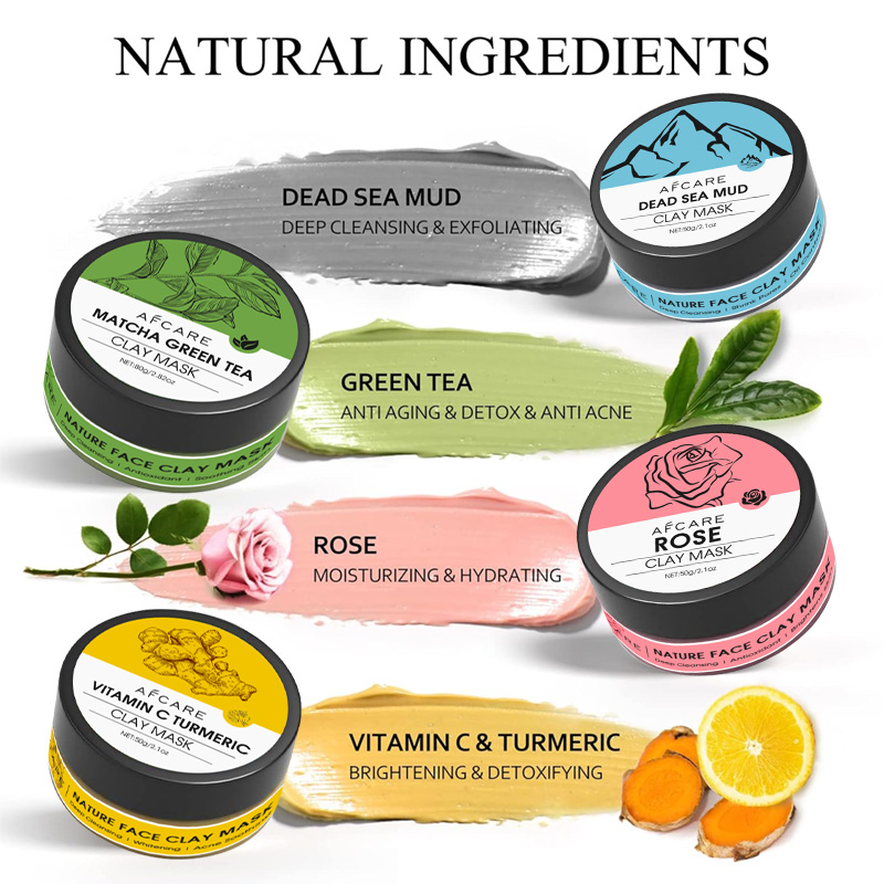 4 Pcs Clay Facial Mask Set Tur - Green Tea Cleansing Clay Mask recension och pris