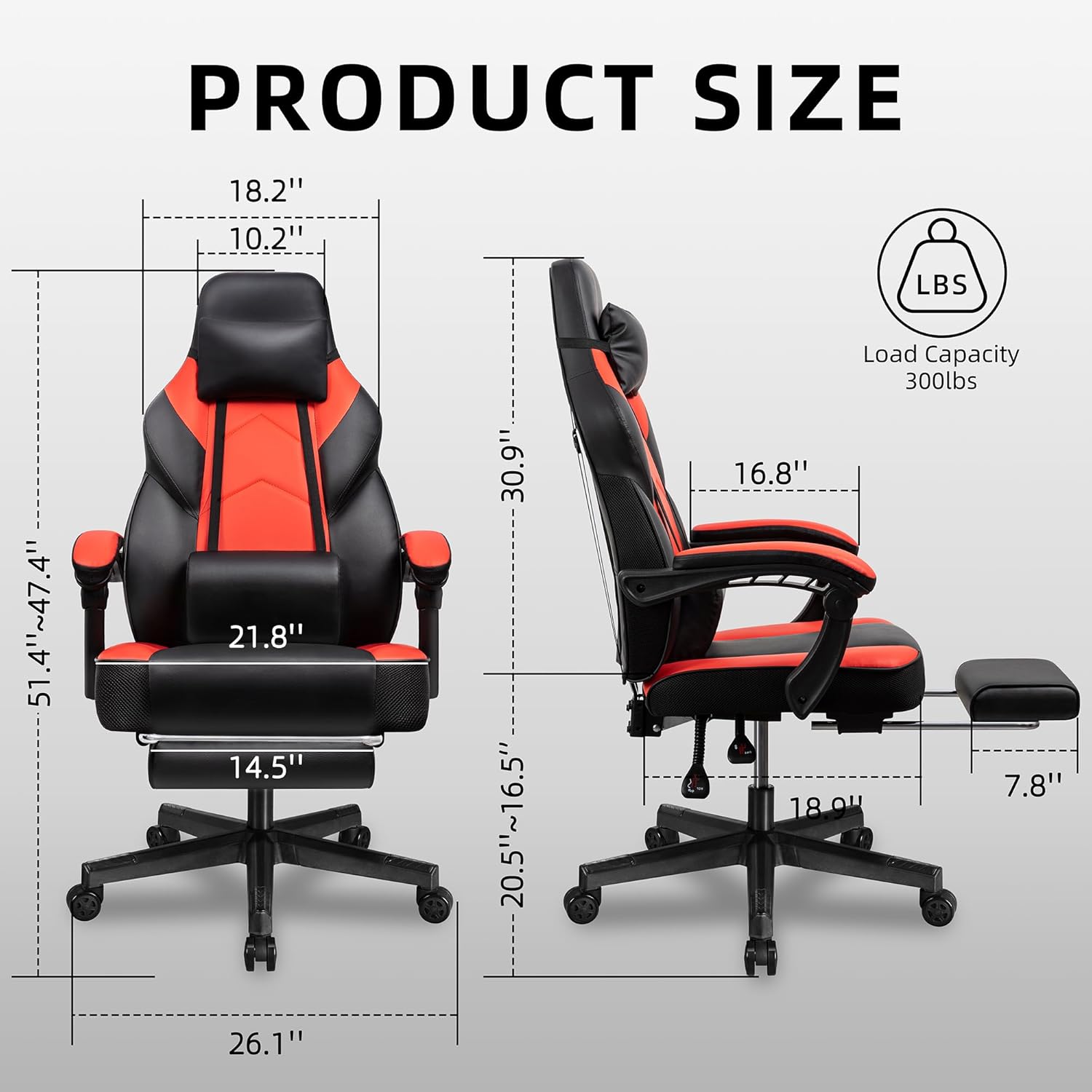 Gaming Chair with Footrest, Ma - Massage recension och pris