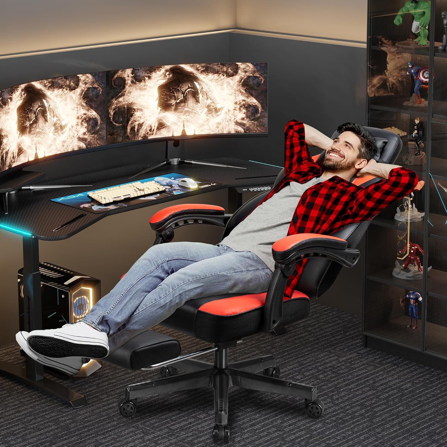 Gaming Chair with Footrest, Ma - Massage recension och pris