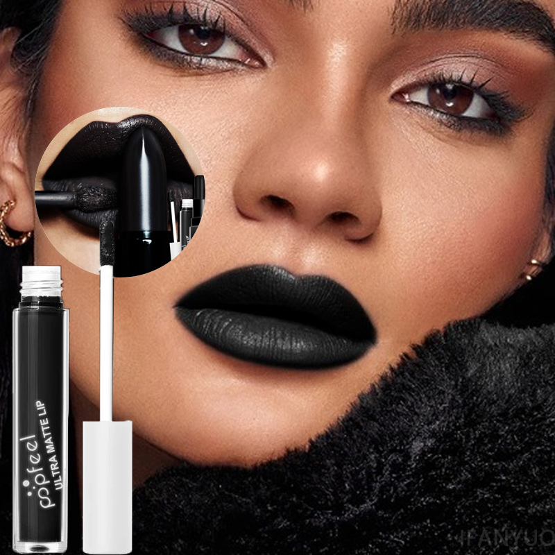 Punk Matte Black Liquid Lipsti - Matte Velvet Lip Tint Long Lasting recension och pris