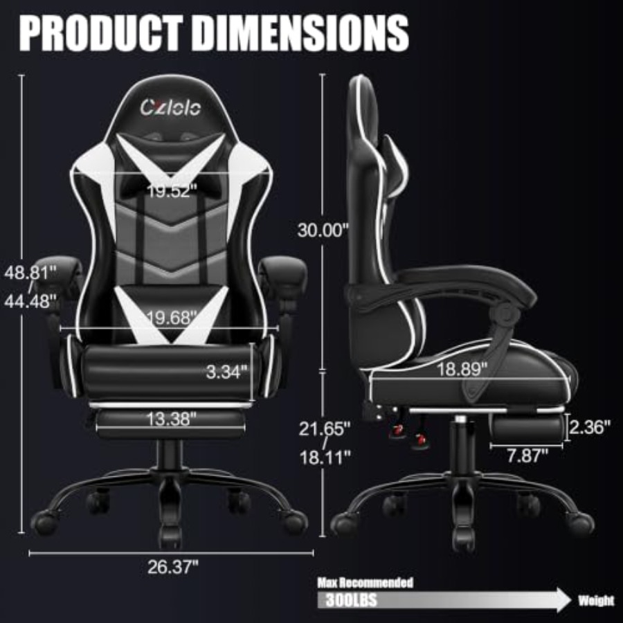 Gaming Chair with Footrest, Ra - Massage recension och pris