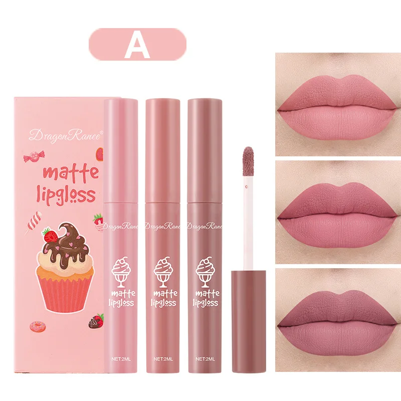 3PCS/Set Velvet Matte Nude Liq - Matte Velvet Lip Tint Long Lasting recension och pris