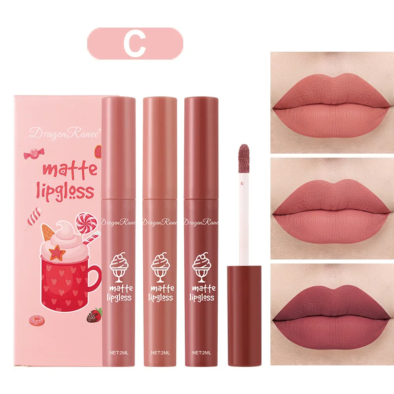 3PCS/Set Velvet Matte Nude Liq - Matte Velvet Lip Tint Long Lasting recension och pris