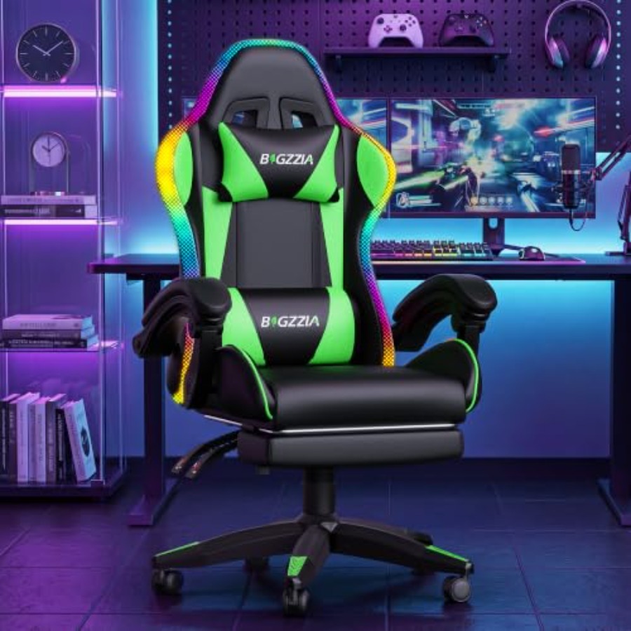 RGB gaming chair with footrest - Massage recension och pris