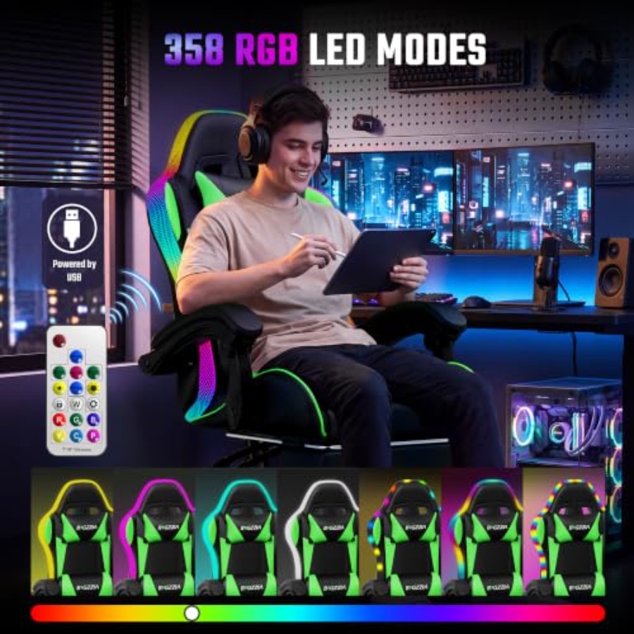 RGB gaming chair with footrest - Massage recension och pris