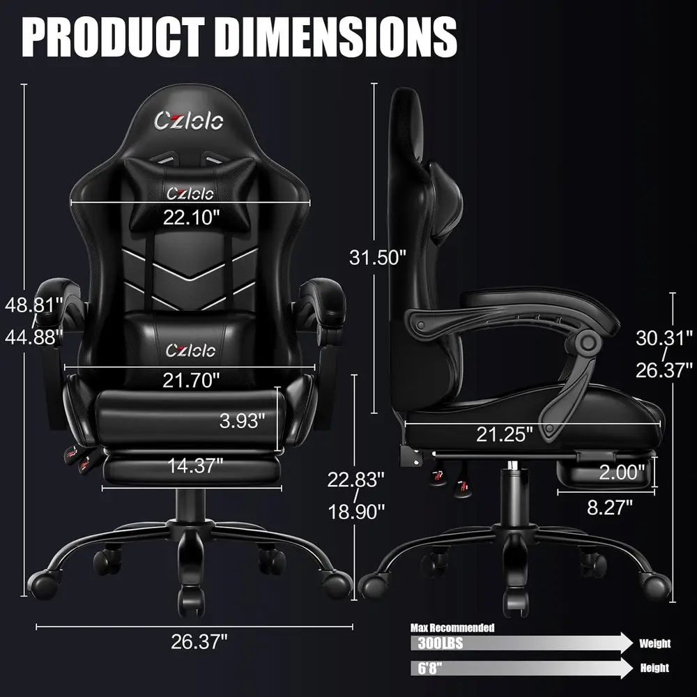 Ergonomic Gaming Chair with Fo - Massage recension och pris