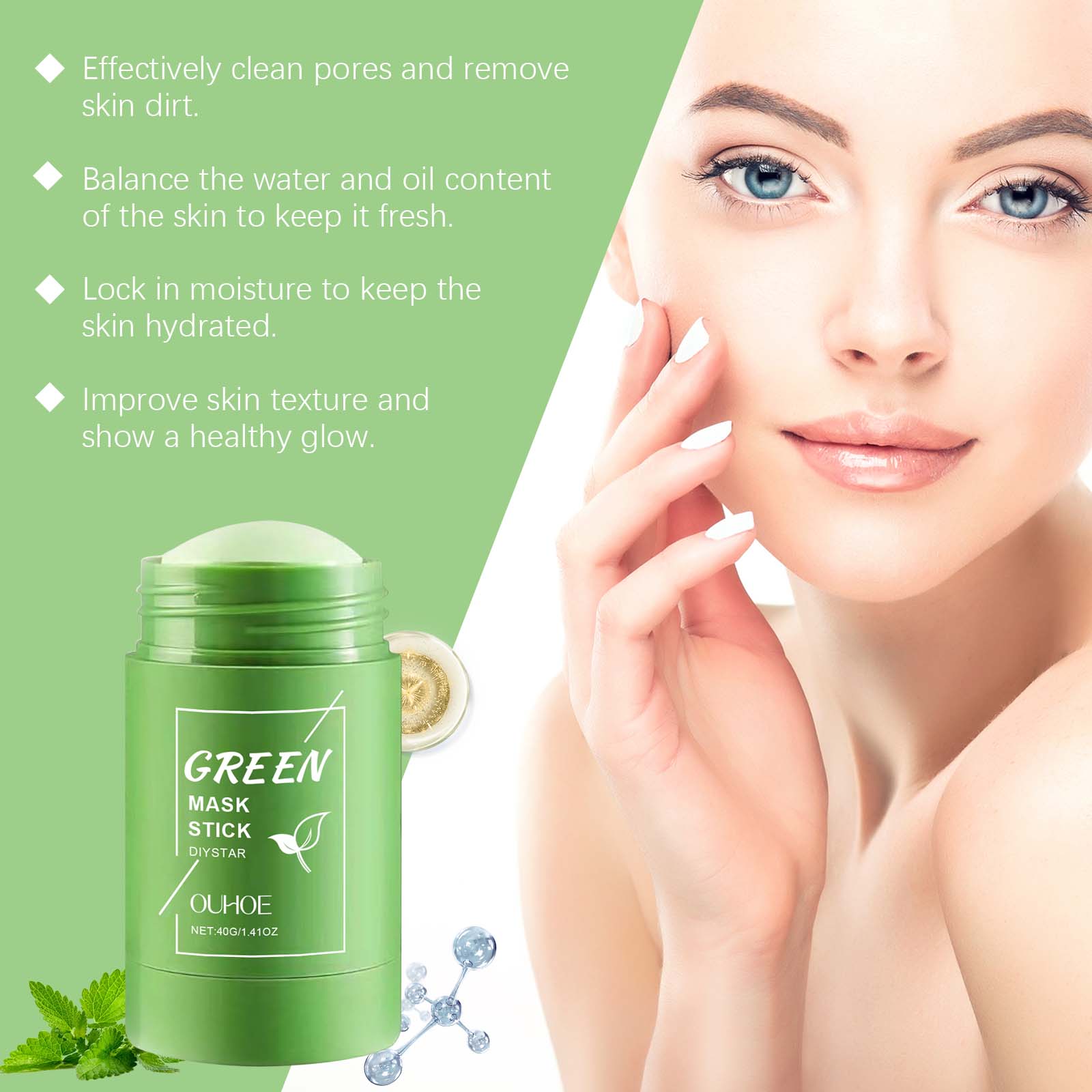 1~5PCS Green Tea Clay Stick Fo - Green Tea Cleansing Clay Mask recension och pris