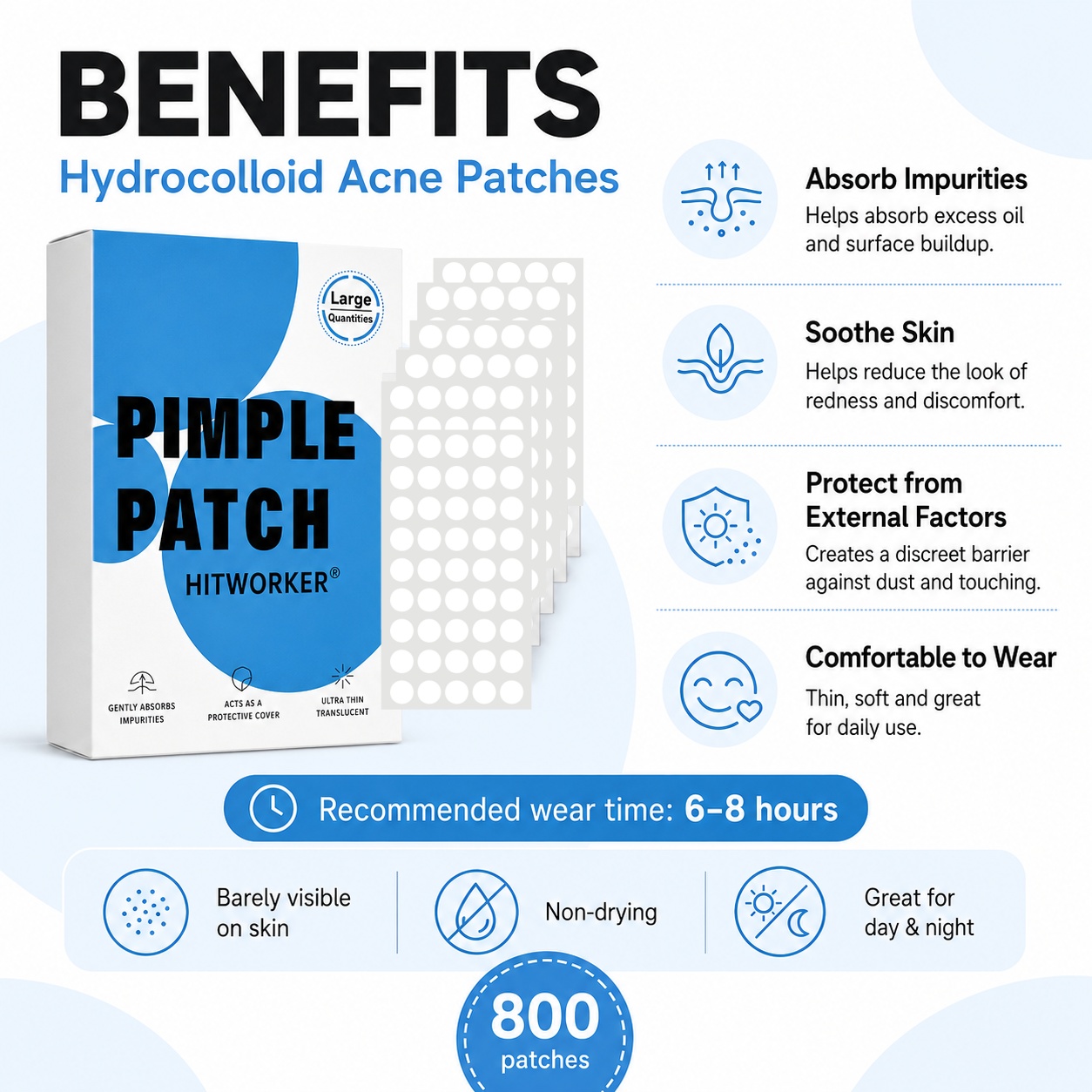 800Pcs Hydrocolloid Acne Pimpl - Hydrocolloid Pimple Patch recension och pris
