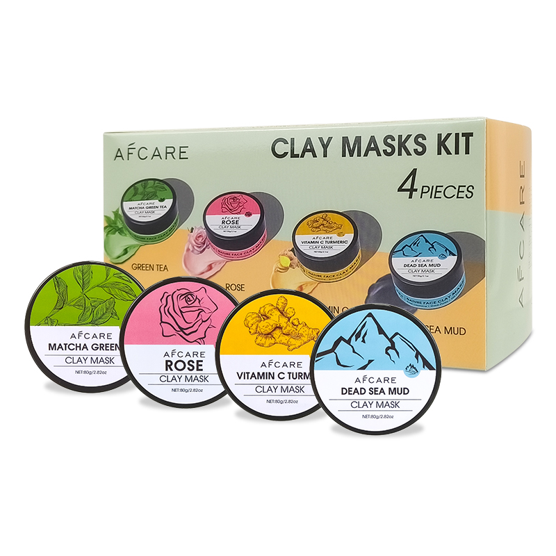 4Pcs Face Mask Set with Turmer - Green Tea Cleansing Clay Mask recension och pris