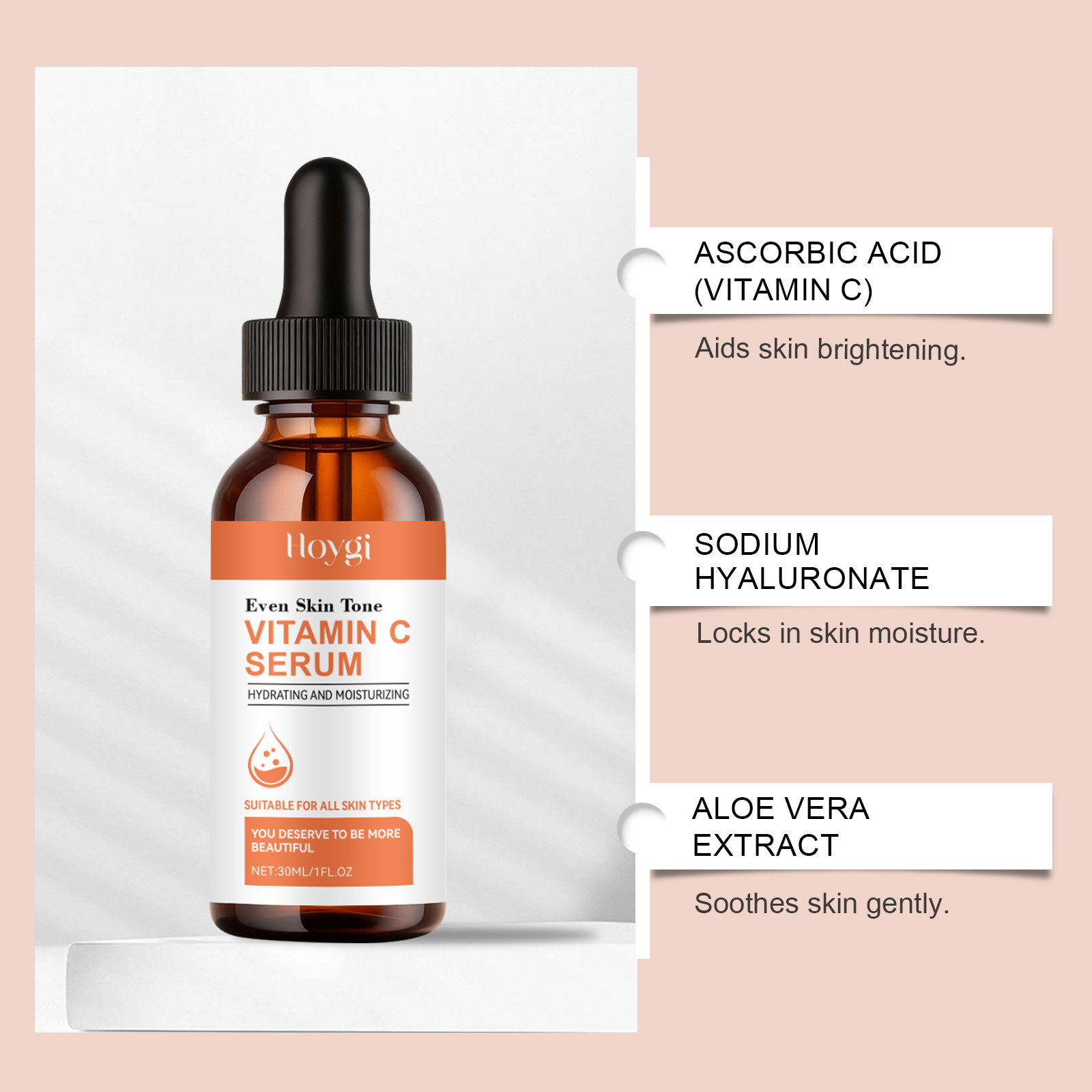 Vitamin C Serum for Face Hyalu - Hyaluronic Acid Facial Serum recension och pris